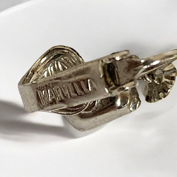 Vintage MARVELLA Faux Pearl Rhinestone Dangle Clip-on Earrings - Picture 3 of 4